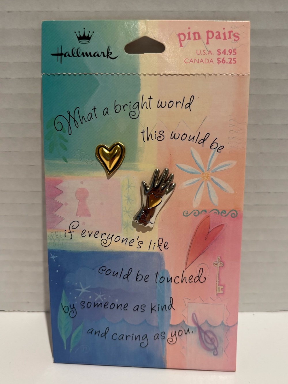 Vintage Hallmark Pin Pairs Hearts Caring Kindness Love New Old Stock